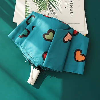 Heart Automatic Uv Protection 3 Folding Umbrella Cute Windproof Black Coating Ladies Sun Umbrella Household Rain Gear l 
Heart Automatic Uv Protection 3 Folding Umbrella Cute Windproof Black Coating Ladies Sun Umbrella Household Rain Gear l