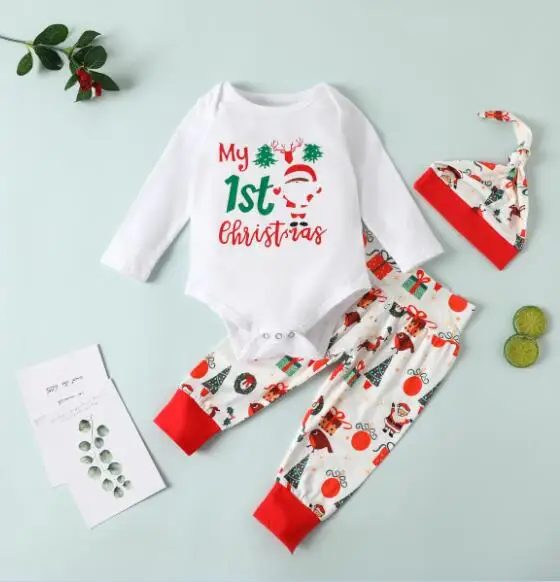 2020 Infant Christmas Clothes Suit Baby Girls and Boys Long Sleeve Round Collar Romper+Long Pants+Hat 3-18 Months ropa de bebe
2020 Infant Christmas Clothes Suit Baby Girls and Boys Long Sleeve Round Collar Romper+Long Pants+Hat 3-18 Months ropa de bebe