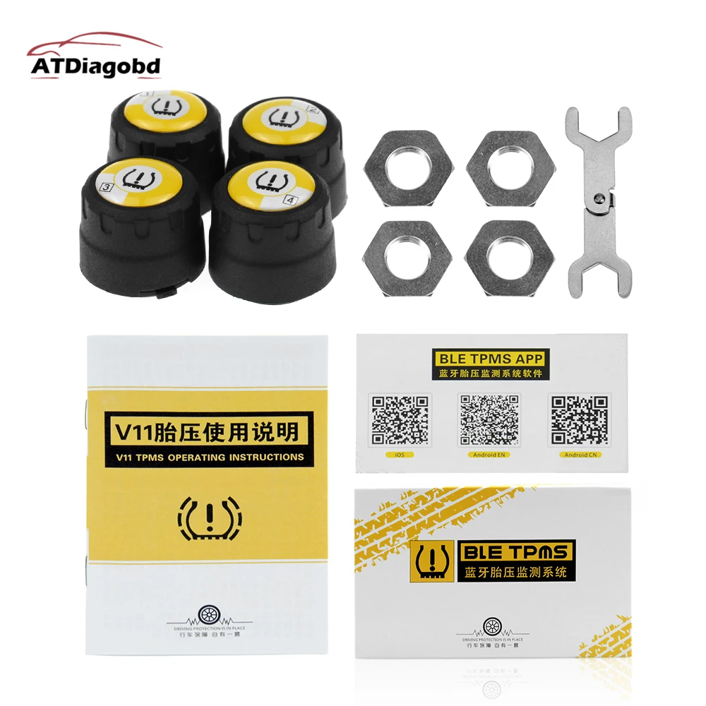 TPMS Bluetooth 4.0 universal external tyre pressure sensor V11 support Android & IOS phone Wireless 4 external Sensors With APP
TPMS Bluetooth 4.0 universal external tyre pressure sensor V11 support Android & IOS phone Wireless 4 external Sensors With APP