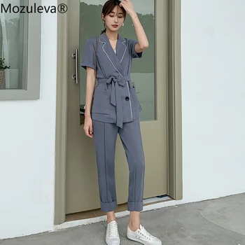 Mozuleva Casual Double Breasted Women Pant Suit Short Sleeve Notched Blazer Jacket & High Waist Pant 2019 Office Wear Women Suit
Mozuleva Casual Double Breasted Women Pant Suit Short Sleeve Notched Blazer Jacket & High Waist Pant 2019 Office Wear Women Suit