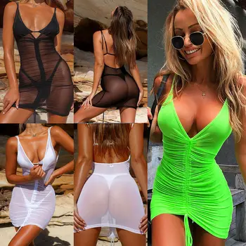 2020 HOT Sexy Women Mesh Drawstring Stretch Bikini Cover Up Dress Hollow Out Sleeveless Swimwear Bathing Suit Beachwear Dress
2020 HOT Sexy Women Mesh Drawstring Stretch Bikini Cover Up Dress Hollow Out Sleeveless Swimwear Bathing Suit Beachwear Dress