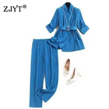 High Quality Designers Women Autumn Suit Elegant Office Lady Outfits Turn Down Collar Blazer and Pants 2 Piece Matching Set 
High Quality Designers Women Autumn Suit Elegant Office Lady Outfits Turn Down Collar Blazer and Pants 2 Piece Matching Set