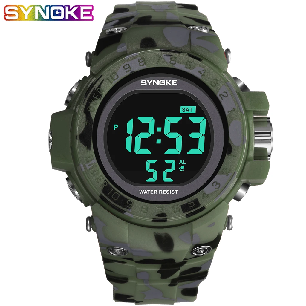 SYNOKE Men Sport Watch Digital Wristwatch Camouflage Green Military Watches Alarm Date Multifunction Easy To Red Led Watch
SYNOKE Men Sport Watch Digital Wristwatch Camouflage Green Military Watches Alarm Date Multifunction Easy To Red Led Watch