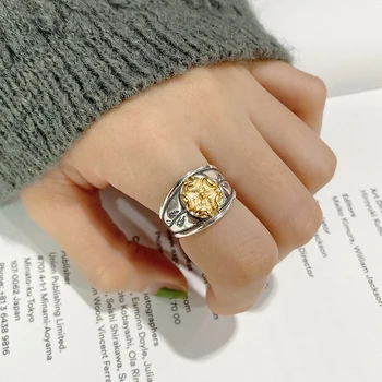 GHIDBK 925 Sterling Silver Designed Gold Vivid Flower Rings Women Vintage Hammered Textured Rings Fashion Ring Korean Jewelry 
GHIDBK 925 Sterling Silver Designed Gold Vivid Flower Rings Women Vintage Hammered Textured Rings Fashion Ring Korean Jewelry