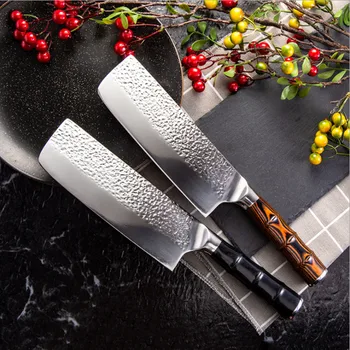 High Quality Kitchen Cleaver Knife Chinese Forged Damascus Laser Pattern Chef Knife High Carbon Stainless Steel Meat Slicing
High Quality Kitchen Cleaver Knife Chinese Forged Damascus Laser Pattern Chef Knife High Carbon Stainless Steel Meat Slicing