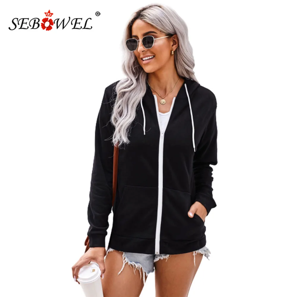SEBOWEL Women's Zip-up Hooded Jacket Autumn Spring Female Long Sleeve Casual Outwear Lightweight Sport Coats with Pockets S-XXL 
SEBOWEL Women's Zip-up Hooded Jacket Autumn Spring Female Long Sleeve Casual Outwear Lightweight Sport Coats with Pockets S-XXL