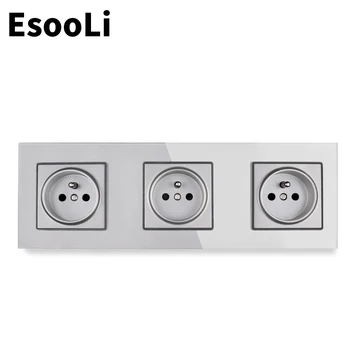 Esooli Grey Crystal Glass Panel French Standard Wall Socket 258*86mm Power Socket Plug Grounded 16A Electrical Triple Outlet
Esooli Grey Crystal Glass Panel French Standard Wall Socket 258*86mm Power Socket Plug Grounded 16A Electrical Triple Outlet