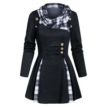 Plus Size Woman Top 5XL Asymmetric Neck Long Sleeve Pliad Button Patchwork Blouse dames blouses lange mouwen
Plus Size Woman Top 5XL Asymmetric Neck Long Sleeve Pliad Button Patchwork Blouse dames blouses lange mouwen