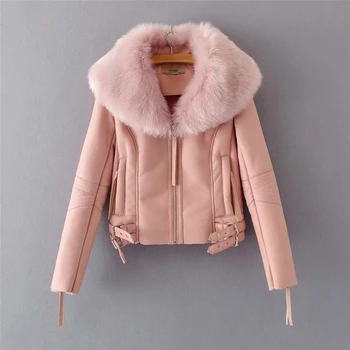 Faux Leather Jacket Women Black PU Biker Moto Fur Leather Jacket Faux Fur Collar Coat Fuzzy Jackets Winter Coat Women Outerwear 
Faux Leather Jacket Women Black PU Biker Moto Fur Leather Jacket Faux Fur Collar Coat Fuzzy Jackets Winter Coat Women Outerwear