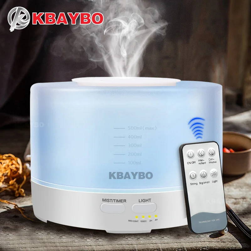 500ml KBAYBO Remote Control Humidifier Aromatherapy Essential Oil Aroma Diffuser With 7 Color LED Lights
500ml KBAYBO Remote Control Humidifier Aromatherapy Essential Oil Aroma Diffuser With 7 Color LED Lights