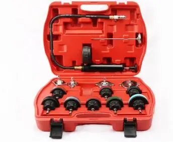 AUTOMOTIVE Radiator Test water Pressure tester pump gauge tester adapter Color Cap Leakage test 14pcs 
AUTOMOTIVE Radiator Test water Pressure tester pump gauge tester adapter Color Cap Leakage test 14pcs