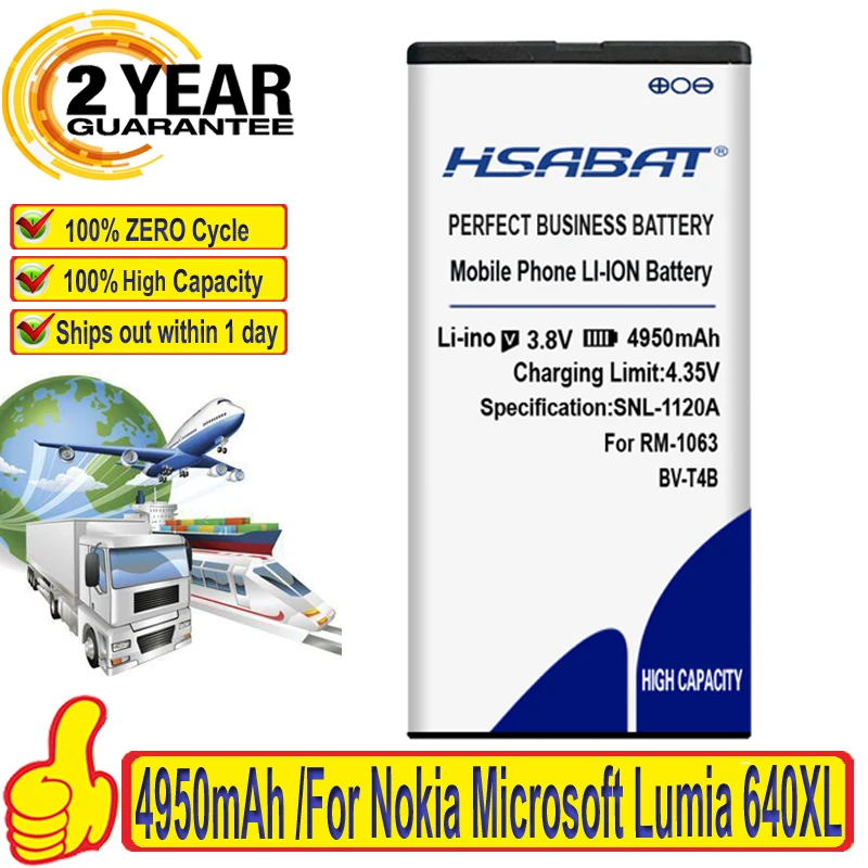 Новинка 100% аккумулятор HSABAT 4950 мАч для Nokia Microsoft Lumia 640XL|battery for|battery for nokia4000mah battery |