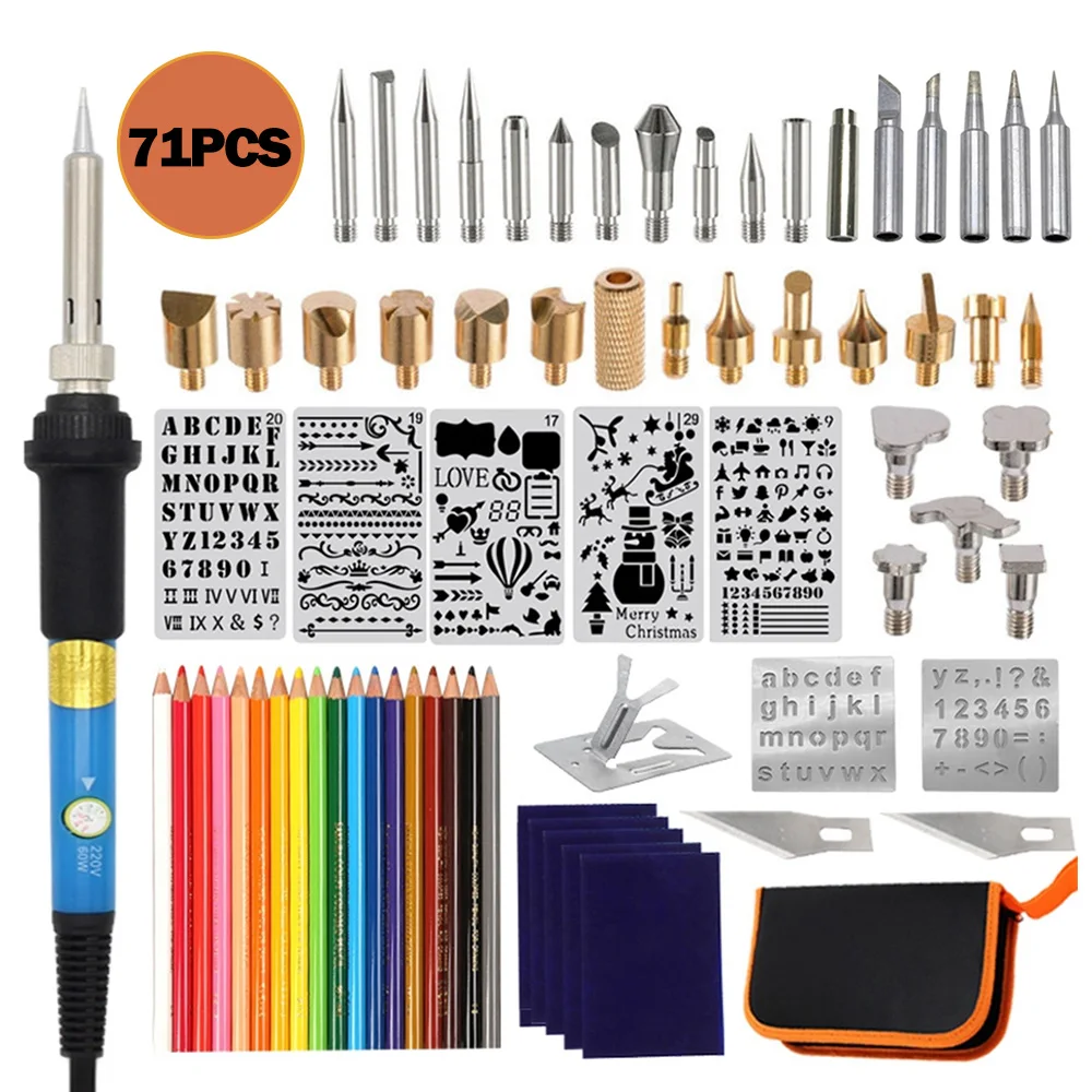 71Pcs Adjustable Temperature Electric Soldering Iron Kit 220V 15-60W Welding Solder Rework Station Heat Pencil Repair Tools
71Pcs Adjustable Temperature Electric Soldering Iron Kit 220V 15-60W Welding Solder Rework Station Heat Pencil Repair Tools