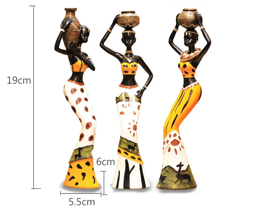 African Tribal Lady Women Figurines Figures Sculpture Statue Home Decoration