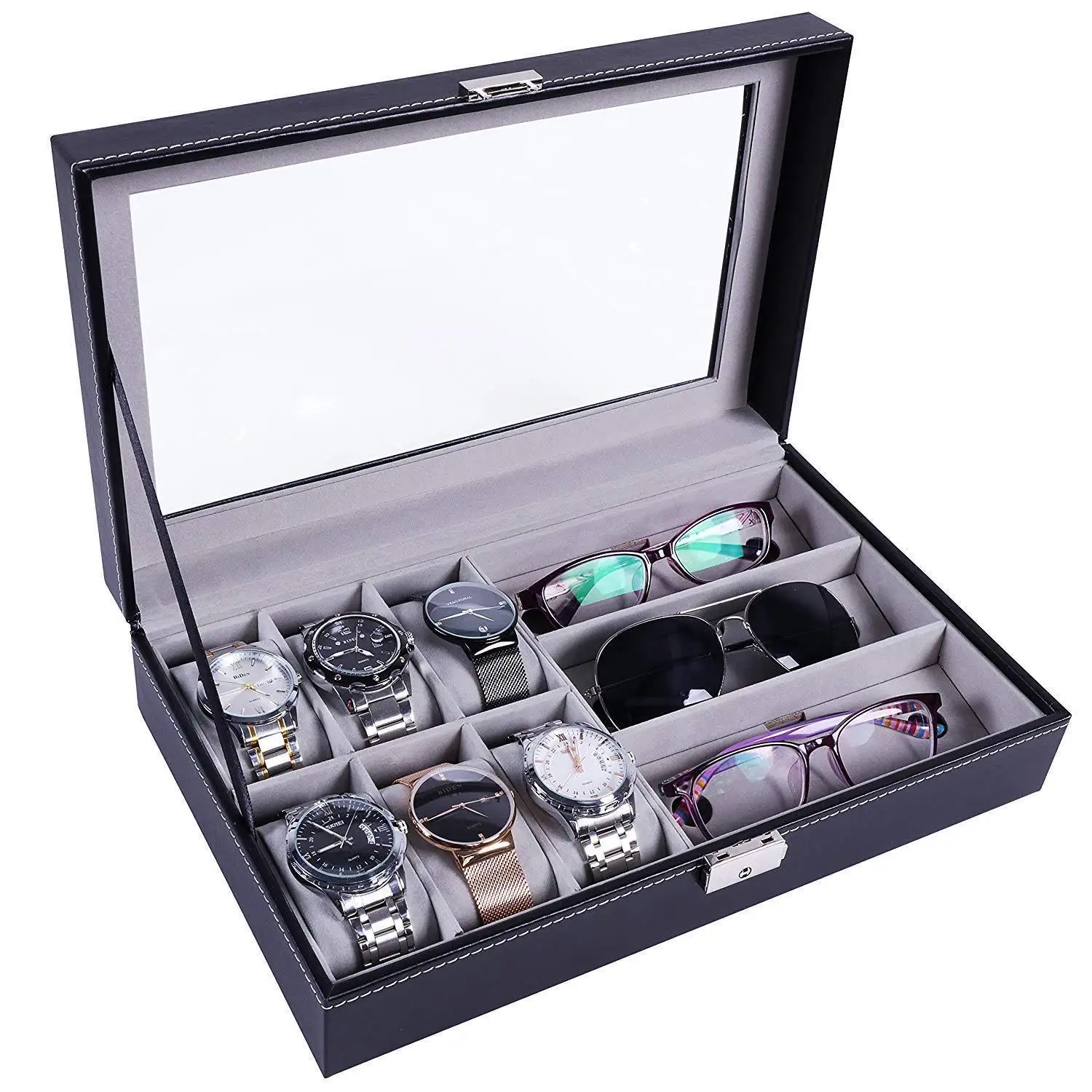 Leather 6 Watch + 3 Glasses Watch Glasses Storage Collection Display Box Pu Watch Glasses Box
Leather 6 Watch + 3 Glasses Watch Glasses Storage Collection Display Box Pu Watch Glasses Box