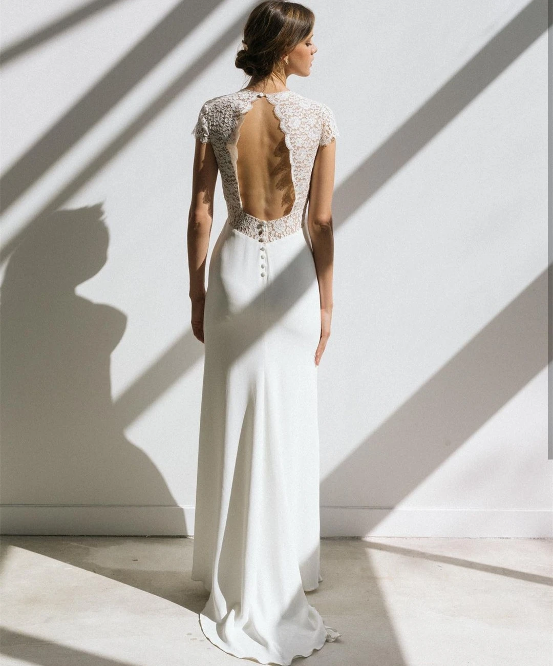 Vintage Boho Wedding Dress Short Sleeve Mermaid Backless Lace Sweep Train Stunning Charming Women Vesditos De Novia Customized 9 H41aa7ef37df54cb495ab22a65c1156e1M