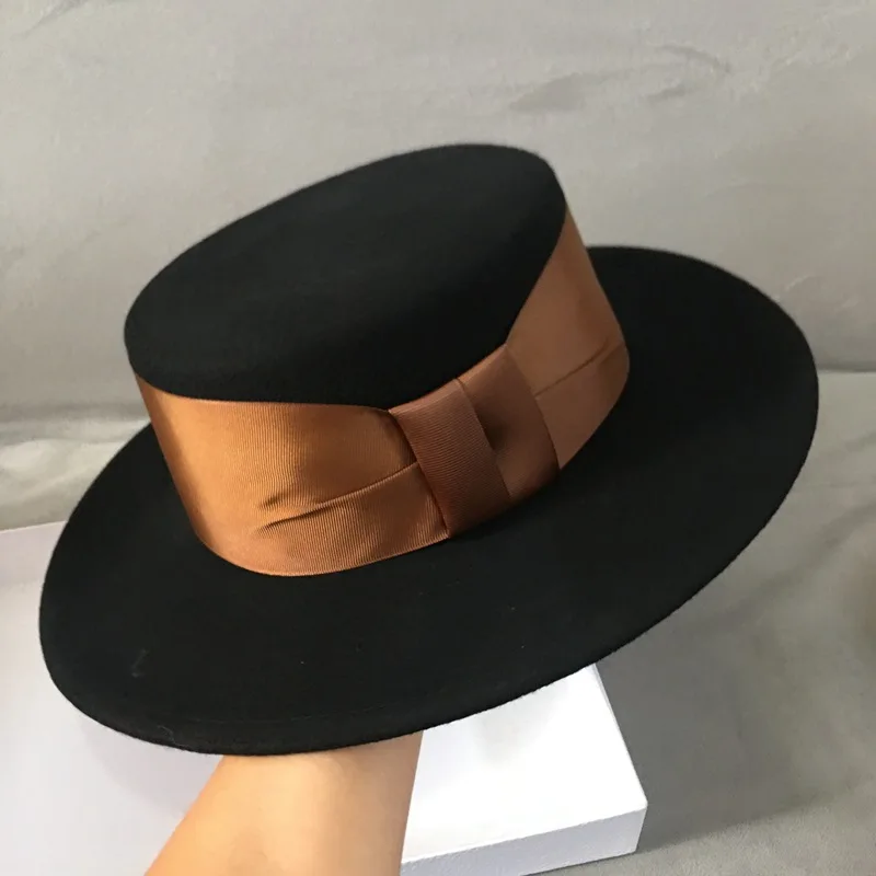 Waliicorners Women Wide Brim Warm Wool Fedora Hat Retro Style Ladies Boater Hat Felt Hat with Flat Brim Wiinter Hat Formal Hat 12 H41ab41026f7943eab6bc55cf5fd75a1bn