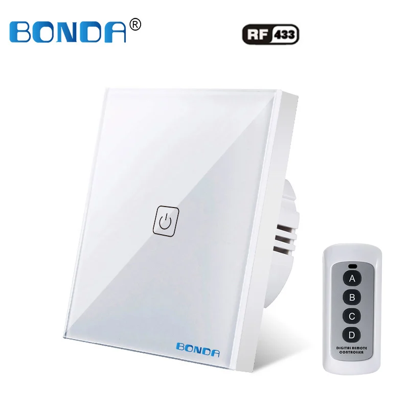 BONDA RF remote control switch EU / UK 1/2/3 black white gold 86 * 86 tempered crystal glass with Broadlink rm pro APP control
BONDA RF remote control switch EU / UK 1/2/3 black white gold 86 * 86 tempered crystal glass with Broadlink rm pro APP control