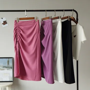 High waist solid color side drawstring midi skirt for women Summer thin simple style fashion plus size skirt streetwear 2020
High waist solid color side drawstring midi skirt for women Summer thin simple style fashion plus size skirt streetwear 2020