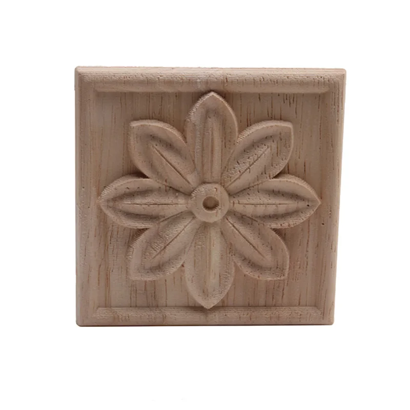 Description Picture 2 of itemWood Applique Onlay Wood Decal Wood Figurines Wooden Carved Decor Unpainted Large Crown Leaves Oval Flower Furniture Doors Home