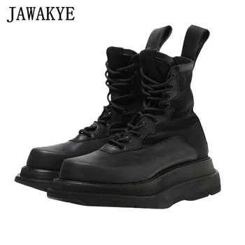 JAWAKYE Thick Bottom High Top Boots Woman Round Toe Flat Platform Plush Martin Boots Black Real Leather Lace Up Combat Boots
JAWAKYE Thick Bottom High Top Boots Woman Round Toe Flat Platform Plush Martin Boots Black Real Leather Lace Up Combat Boots