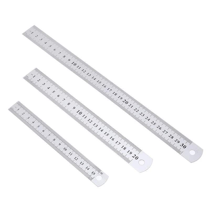 3Pcs Precision Steel Straight Ruler Double Side Metric Imperial Standard Student Measure Drafting Scale Tool 15/20/30cm | Инструменты