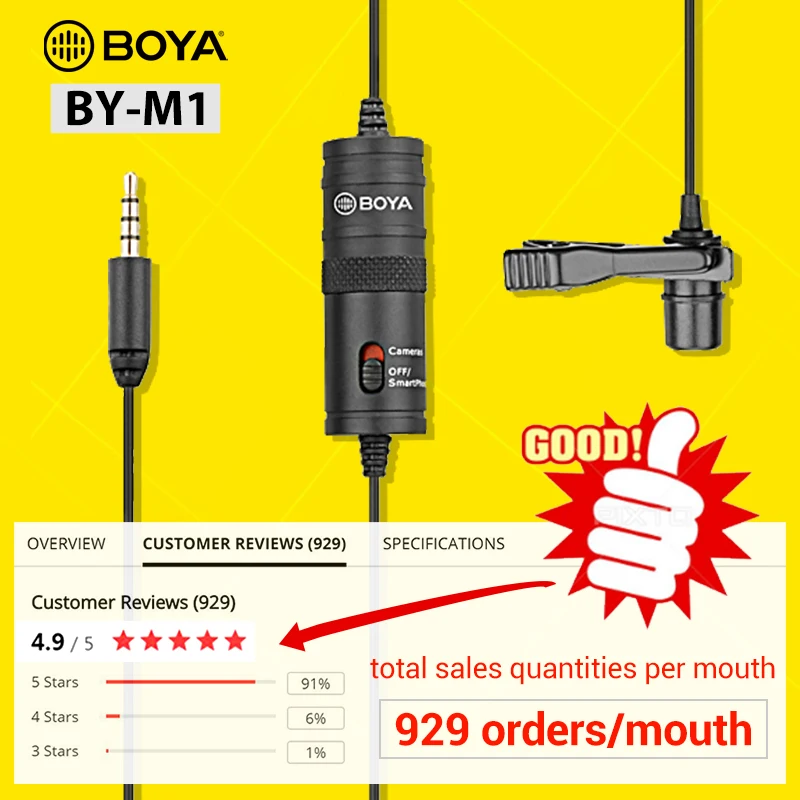 Конденсаторный петличный микрофон BOYA BY M1 6m|Микрофоны| |
