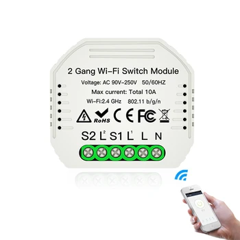 MoesHouse MS-104B AC90-240V 2 Gang 2 Way WiFi Smart Light Switch Diy Breaker Module Smart Life/Tuya APP Remote Control
MoesHouse MS-104B AC90-240V 2 Gang 2 Way WiFi Smart Light Switch Diy Breaker Module Smart Life/Tuya APP Remote Control