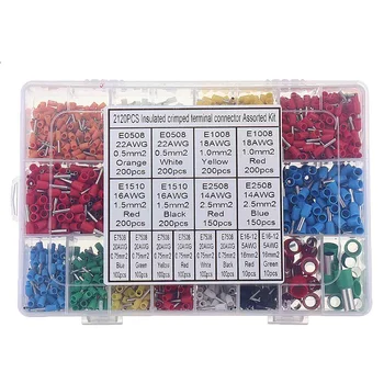 NEW 2120 pcs Insulated Cord Pin End Terminals Tin-Plated Copper Crimp Connector Ferrules Kit Set For 22-5AWG
NEW 2120 pcs Insulated Cord Pin End Terminals Tin-Plated Copper Crimp Connector Ferrules Kit Set For 22-5AWG