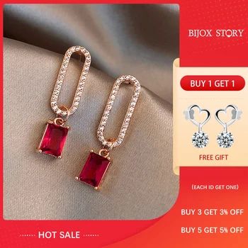 BIJOX STORY 925 Sterling Silver Drop Earrings for Women Jewelry with Rectangle Shape Ruby Zircon Gemstone Earrings Wedding Party
BIJOX STORY 925 Sterling Silver Drop Earrings for Women Jewelry with Rectangle Shape Ruby Zircon Gemstone Earrings Wedding Party