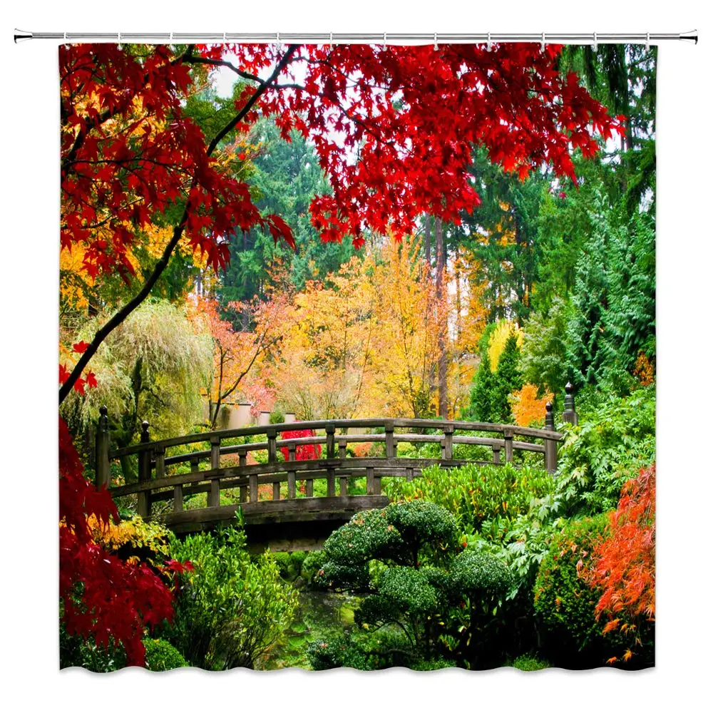 Wooden Bridge Shower Curtain Decor Forest Colorful Tree Red Maple Beautiful Scenery Bathroom Curtain 70 x 70 Inches Polyester
Wooden Bridge Shower Curtain Decor Forest Colorful Tree Red Maple Beautiful Scenery Bathroom Curtain 70 x 70 Inches Polyester