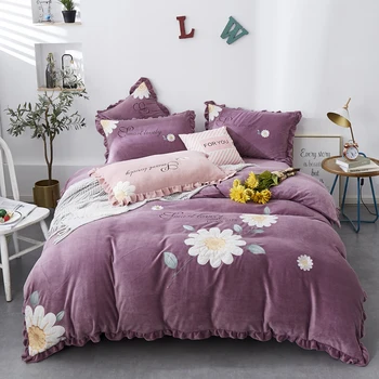 Winter Warm Velvet Flannel Fleece Flowers Embroidery Girl Bedding set Ruffles Duvet cover Bed Sheet Pillowcases Home Textiles
Winter Warm Velvet Flannel Fleece Flowers Embroidery Girl Bedding set Ruffles Duvet cover Bed Sheet Pillowcases Home Textiles