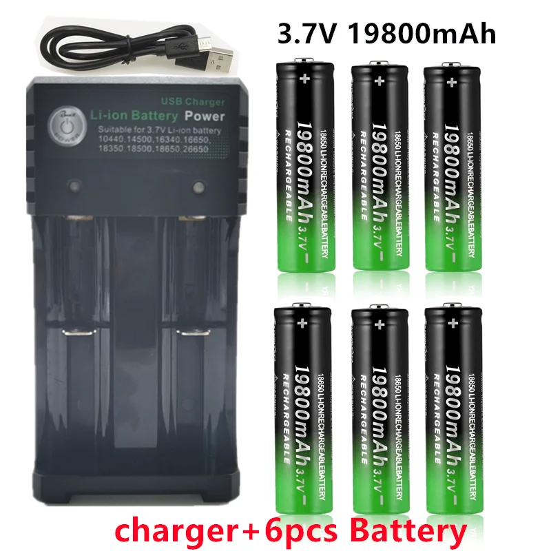 Новая батарея 18650 3 7 V 19800mAh перезаряжаемая льва для СИД светильник вспышки оптом +