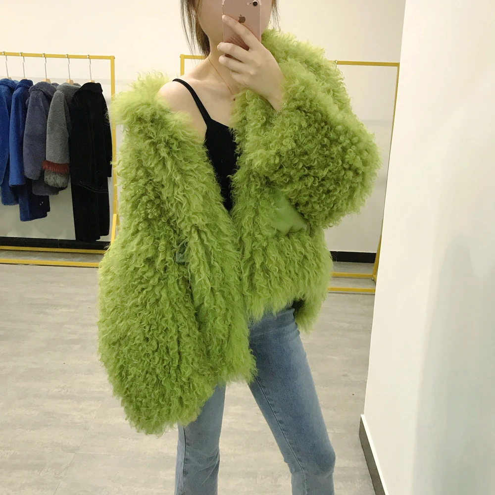 Clearance Grass Green Color AU1036 Quick Shipping New Fashion 100% Real Hand Knit Sheep Fur Overcoat 2020 1 Clearance Grass Green Color AU1036 Quick Shipping New Fashion 100% Real Hand Knit Sheep Fur Overcoat 2020 1