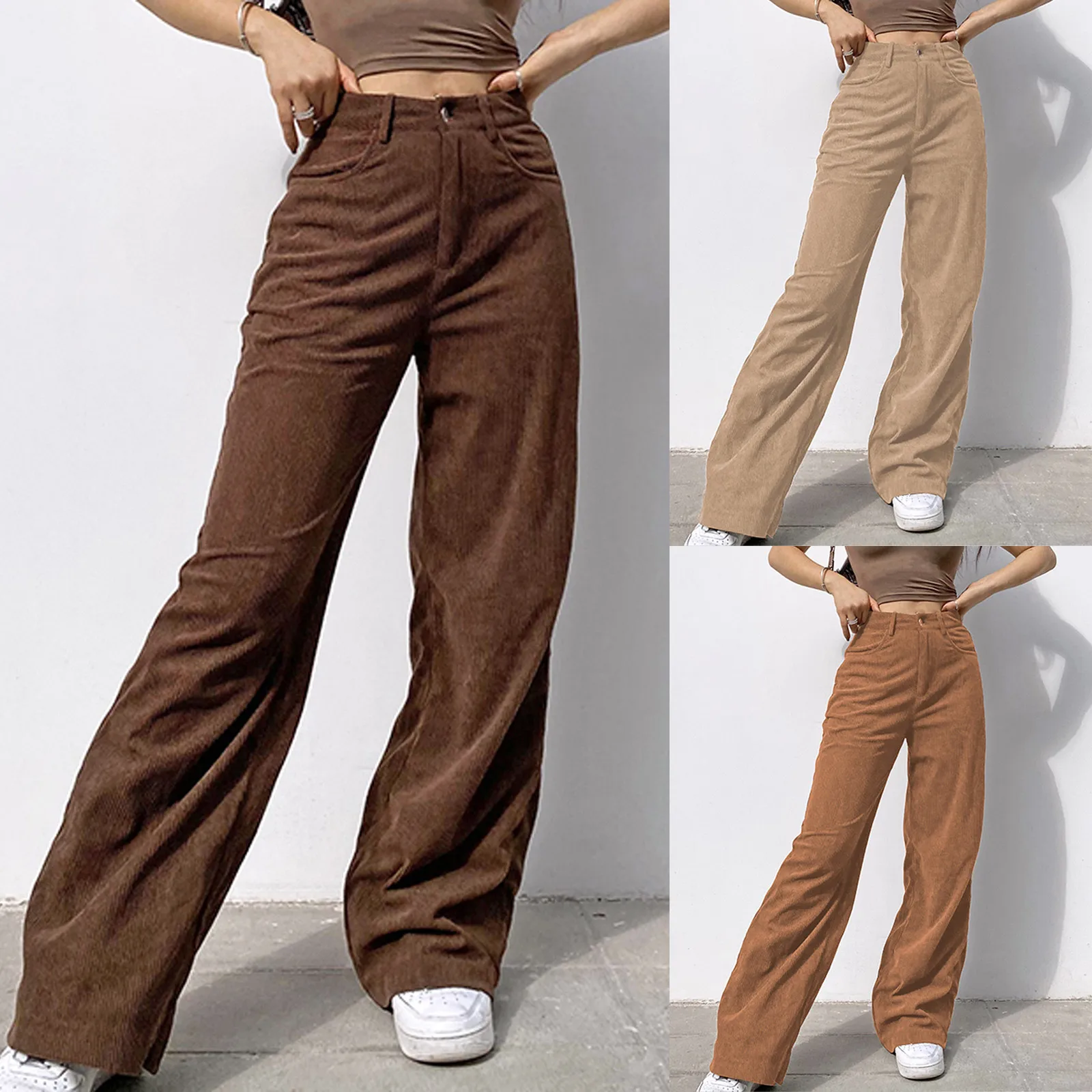 Фото Women's Fashion Jeans Women’s Solid Mid Waisted Wide Leg Pants Straight Casual Baggy Trousers Vintage Streetwear Mom |