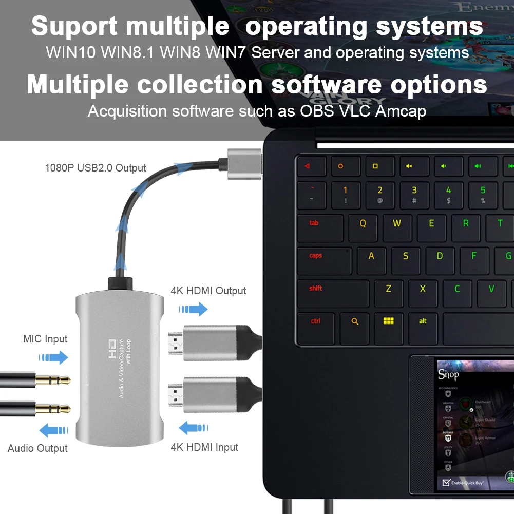 4K HDMI To USB 2.0 Graphics Capture Card Video Recording Box PC Game Live Streaming Video Recorder Mic In Audio Out 1080P
4K HDMI To USB 2.0 Graphics Capture Card Video Recording Box PC Game Live Streaming Video Recorder Mic In Audio Out 1080P
