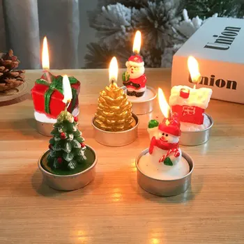 

3pcs Christmas Candles Christmas Tree Santa Snowman Gift House Pine Cone Candles for Christmas Wedding Home Party Decoration