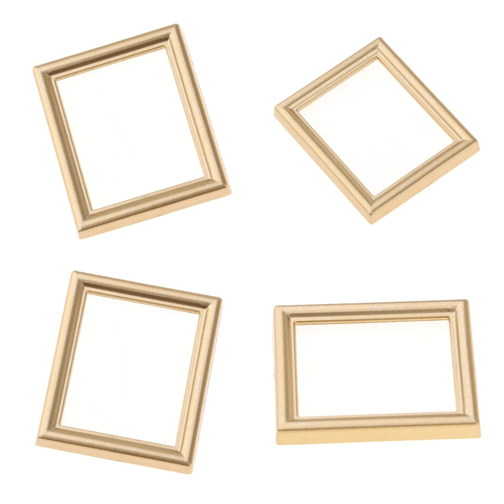 4pieces 1/12 Dollhouse Miniature Empty Photo Picture Frame Golden Wall Decor 4pieces 1/12 Dollhouse Miniature Empty Photo Picture Frame Golden Wall Decor
