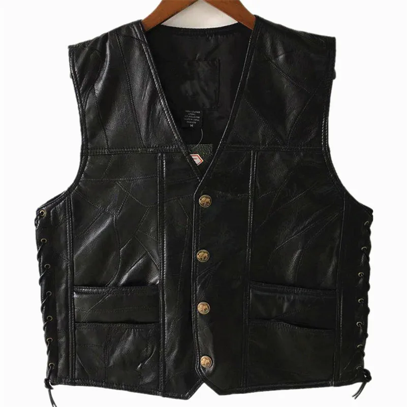 2019 Men Biker Retro Motorcycle Waistcoat Male Punk Solid Black Spring Sleeveless Motorcycle Leather Vest
2019 Men Biker Retro Motorcycle Waistcoat Male Punk Solid Black Spring Sleeveless Motorcycle Leather Vest