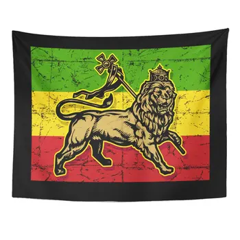

Green Rasta Lion of Judah Flag Red Reggae Jamaica Tapestry Home Decor Wall Hanging for Living Room Bedroom Dorm 60x80 Inches