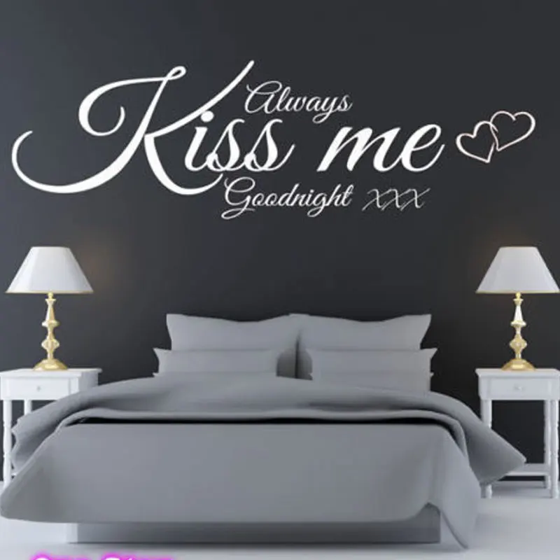 Виниловая наклейка на стену с надписью Kiss Me Goodnight декор для спальни гостиной