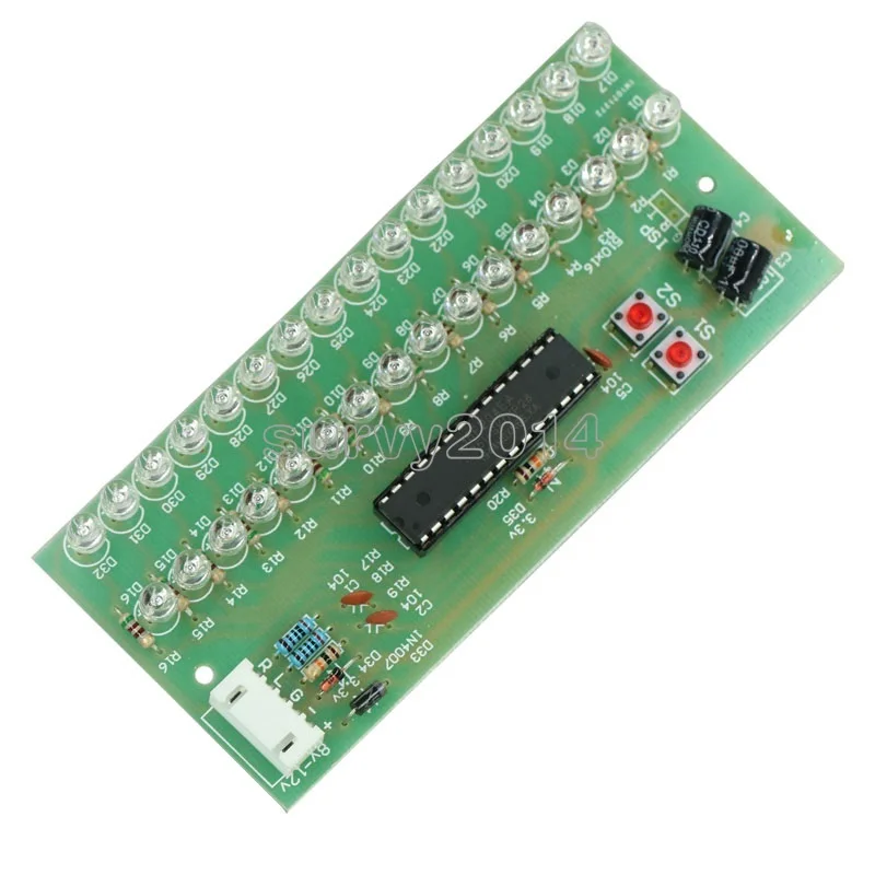 DC 8V-12V 16 LED Dual Channel MCU Adjustable Display Pattern VU Meter Level Indicator Amplifier Audio Music Equalize Module | Электроника