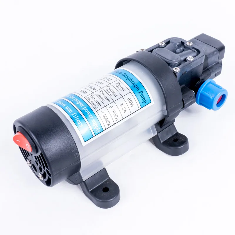 DC 24V 80W 5.5L / Min 0.9Mpa Electric Water Pump High Pressure Diaphragm Water Pump Automatic Switch For Garden
DC 24V 80W 5.5L / Min 0.9Mpa Electric Water Pump High Pressure Diaphragm Water Pump Automatic Switch For Garden