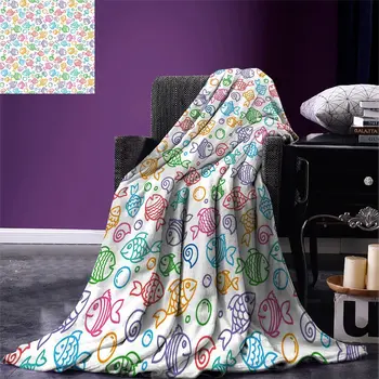 Kids Throw Blanket Various Color Repeating Funny Fish Motif Cheerful Aquatic Creatures Underwater Image Warm Blanket for Bed
Kids Throw Blanket Various Color Repeating Funny Fish Motif Cheerful Aquatic Creatures Underwater Image Warm Blanket for Bed
