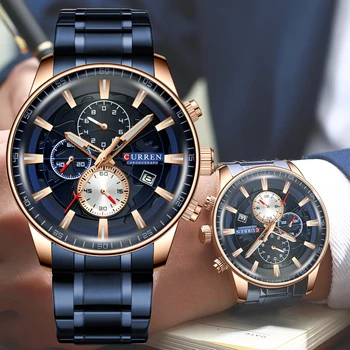 CURREN Watches Mens Fashion Sports Wristwatch with Chronograph Luminous hands Clock Male Watch Blue Stainless Steel Band
CURREN Watches Mens Fashion Sports Wristwatch with Chronograph Luminous hands Clock Male Watch Blue Stainless Steel Band