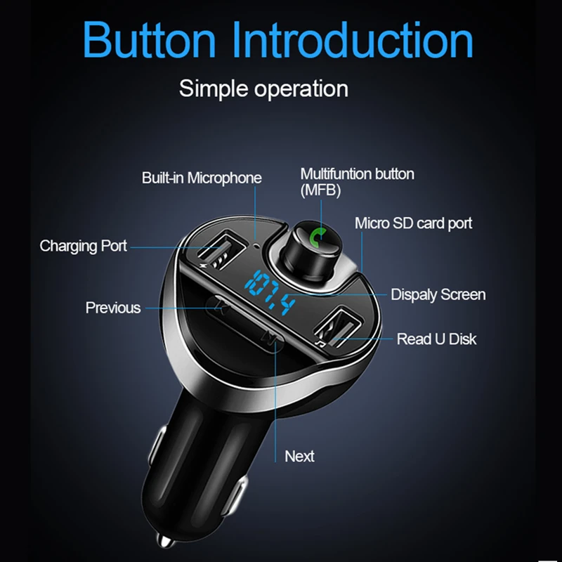 New Wireless Bluetooth FM Transmitter, Car LCD MP3 Player Radio Transmitter Dual USB Ports Handsfree Bluetooth Car For Car Auto
New Wireless Bluetooth FM Transmitter, Car LCD MP3 Player Radio Transmitter Dual USB Ports Handsfree Bluetooth Car For Car Auto