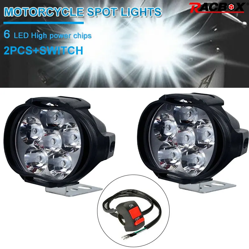 DERI 2pcs Universal LED Motorcycle Headlight Spotlight 6LED 12W DC 12V Mirror Mount Fog DRL + 1x Switch Fog Work Lamp Drive
DERI 2pcs Universal LED Motorcycle Headlight Spotlight 6LED 12W DC 12V Mirror Mount Fog DRL + 1x Switch Fog Work Lamp Drive