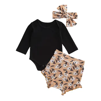 0-24M Newborn Baby Autumn Cotton Clothing Cute Solid Color Long-Sleeved Jumpsuit + Floral Ruffled Shorts + Bow Headband Outfits
0-24M Newborn Baby Autumn Cotton Clothing Cute Solid Color Long-Sleeved Jumpsuit + Floral Ruffled Shorts + Bow Headband Outfits