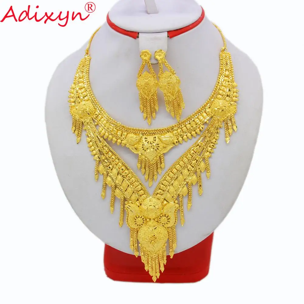 Adixyn India Choker Necklace Earrings Gold Color/Copper Jewelry Sets African/Nigerian Bridal Wedding Accessories Gift N100812
Adixyn India Choker Necklace Earrings Gold Color/Copper Jewelry Sets African/Nigerian Bridal Wedding Accessories Gift N100812