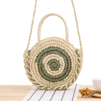 Barrel-shaped Rattan Straw Bags Women Hand-Woven Beach Messenger Bag Vintage Bohemian Handbag 
Barrel-shaped Rattan Straw Bags Women Hand-Woven Beach Messenger Bag Vintage Bohemian Handbag